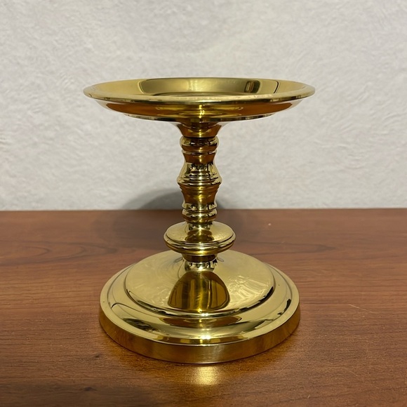 PartyLite "Falmouth" Brass Pillar Candle Holder - Picture 1 of 6